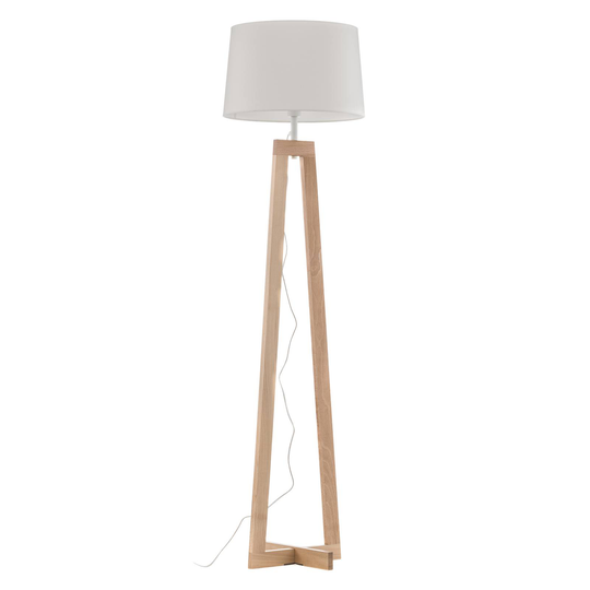 Golvlampa Sacha LS av trä och textil, vit