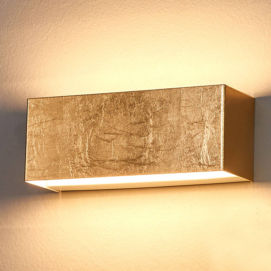 Guldfärgad LED-vägglampa Quentin, 23 cm