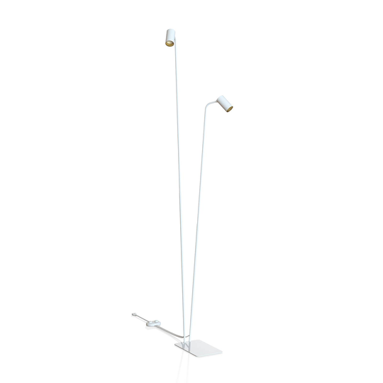 Golvlampa Mono II, 2 lampor, vit/guld