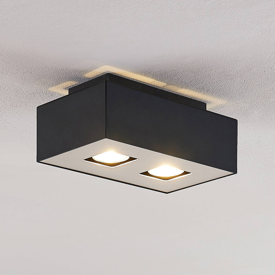 Lindby Kasi taklampa, svart 2 lampa, 24 x 14 cm