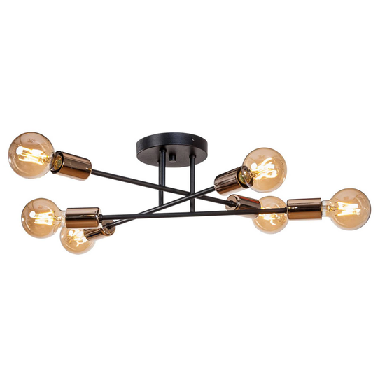 Taklampa Anvil, svart/guld, 6 lampor