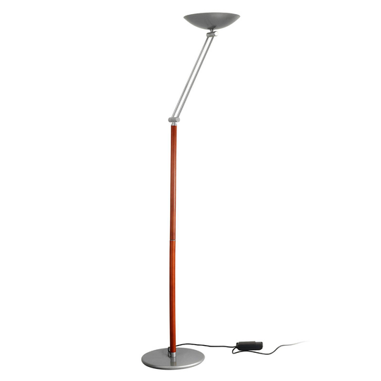 LED-uplight-golvlampa Lib V, höjdjusterbar, silver