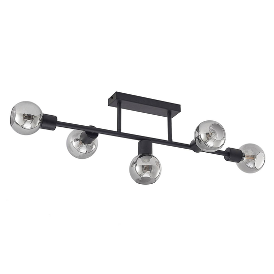 Lindby Biscala LED-taklampa 5 lampor svart/rök