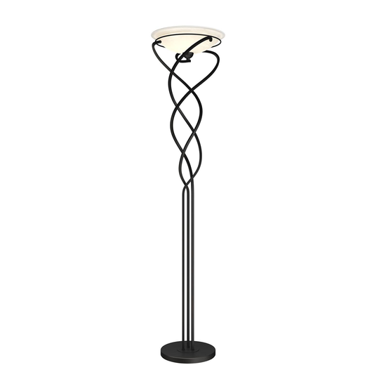 Lindby Lilou uplight-golvlampa, glasskål antikbrun