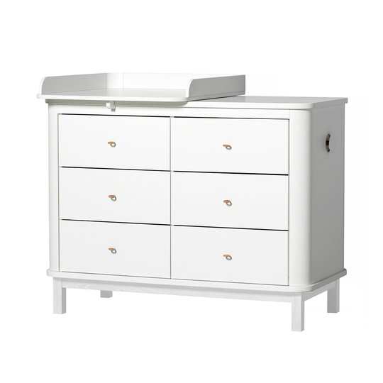 Byrå Wood liten skötbädd vit/ vit, Oliver Furniture