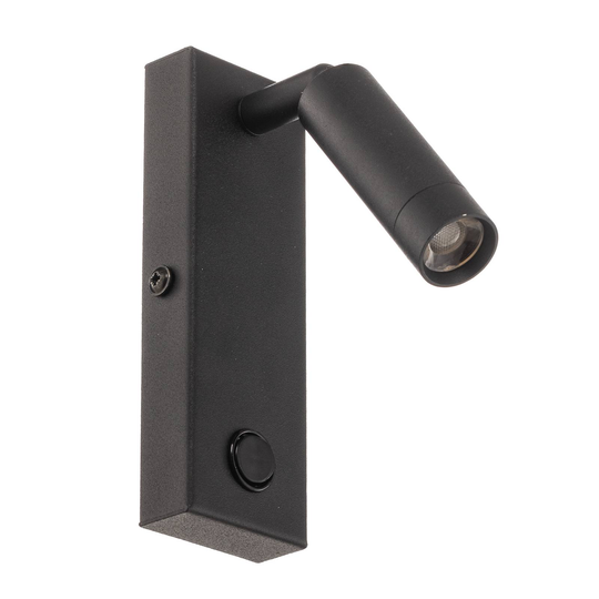 LED-vägglampa Enzo, kantig med brytare, svart