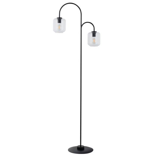 Golvlampa Kanja, 2 lampor, svart/klar