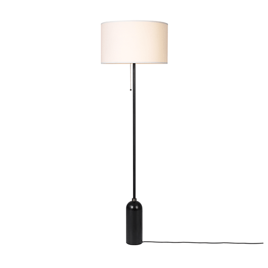 GUBI Gravity Golvlampa Sotat Stål och Vit Skärm Stor