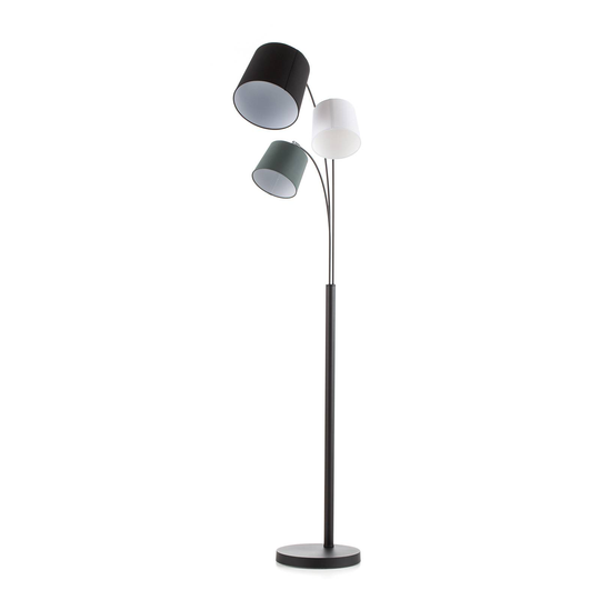 Golvlampa Foggy med textilskärm och tre ljuskällor