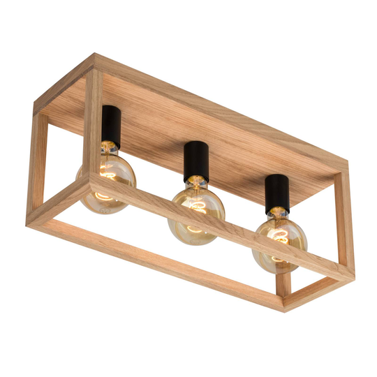 Envolight Rowan taklampa av ek, 3 lampor