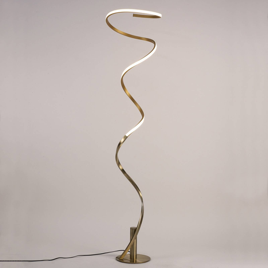 LED-golvlampa Helix, antik satinerad