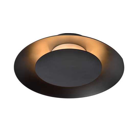 LED-taklampa Foskal i svart, Ø 21,5 cm