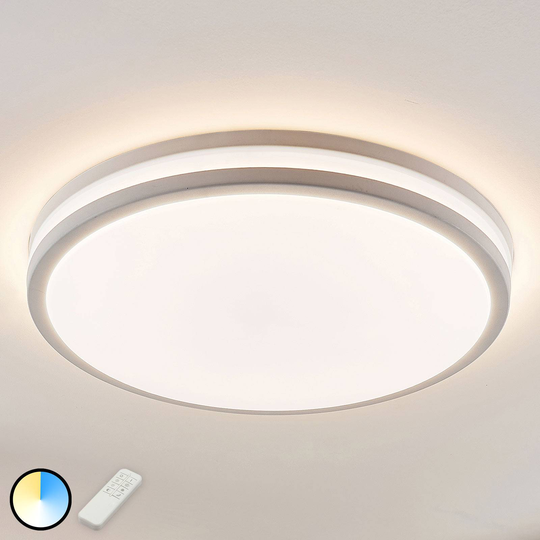 LED-taklampa Arnim i vitt, med rund form