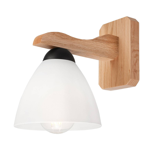 Vägglampa Haro med glasskärm, ek/vit