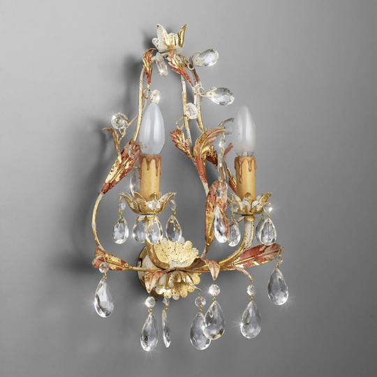 Vägglampa PERUGIA, 2 ljuskällor, glas