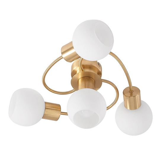 Lindby LED-taklampa Ciala, 4 lampor, mässing