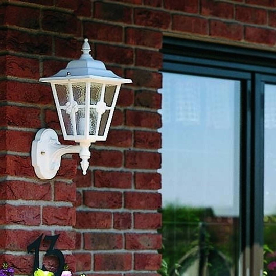 Utomhusvägglampa 763 med katedralglas vit