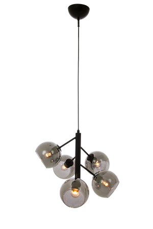 Atom Taklampa 5-Arm Svart/Rök IP20