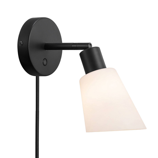 Vägglampa Molli med glasskärm och strömbrytare