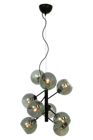 Atom Taklampa 9-Arm Svart/Rök IP20