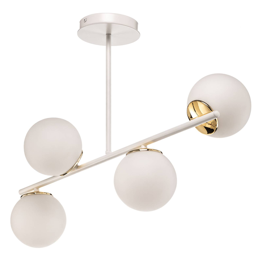 Taklampa Kiba, vit/guld, 4 lampor