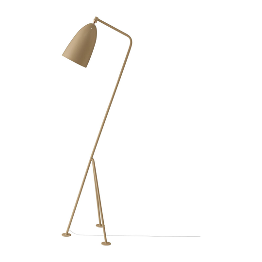 GUBI Gräshoppa trebent golvlampa, oliv-brun