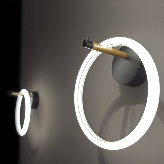 LED-vägglampa Ulaop, en ring, svart