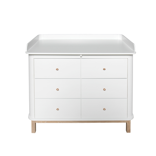 Byrå Wood stor skötbädd vit/ ek, Oliver Furniture