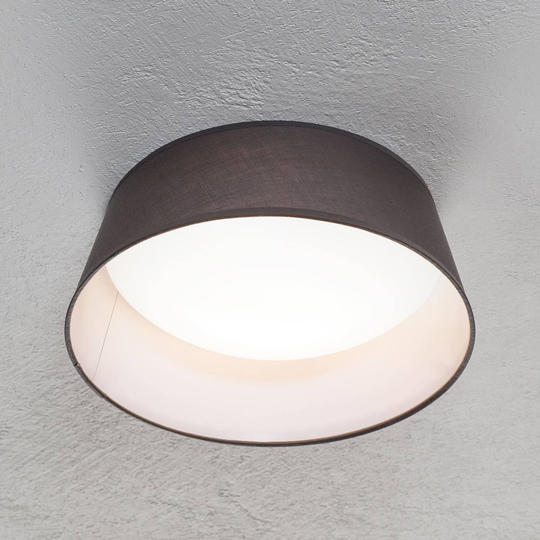 LED-taklampa Ponts med grå textilskärm