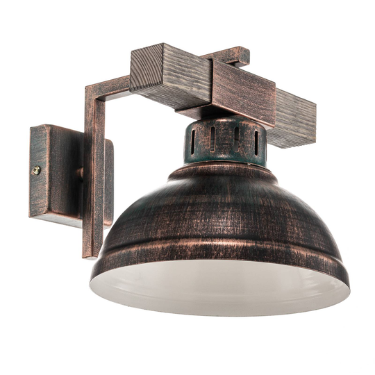 Vägglampa Hakon, rostbrun/trä natur