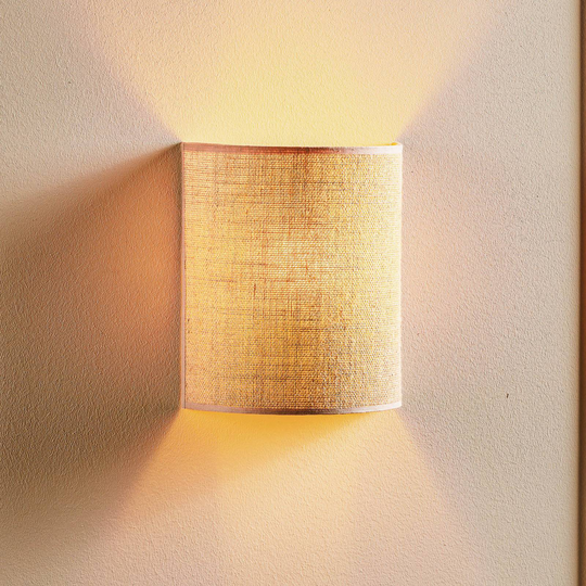 Vägglampa Jute, naturbrun, halvrund