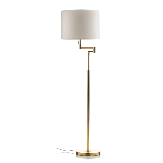 Golvlampa Lilian, LED-dimmer, polerad mässing/matt