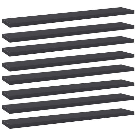 vidaXL Hyllplan 8 st grå 60x10x1,5 cm konstruerat trä