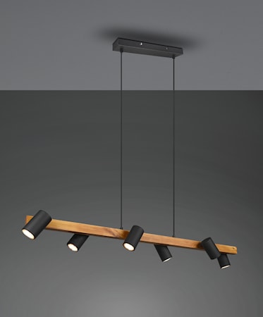 Marley Taklampa 115 cm 6L 6xGU10 Svart/Trä