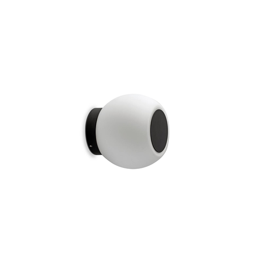 LED-vägglampa Moy i svart med glasskärm