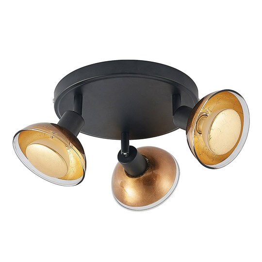 Lindby Erin LED-takspotlight rund, svart/guld