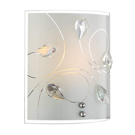 Vägglampa Alivia med glasskärm med kristaller