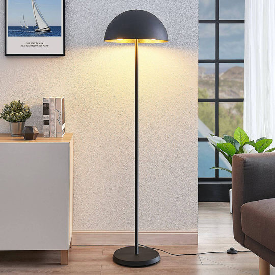 Golvlampa Idalene av metall, svart-guld