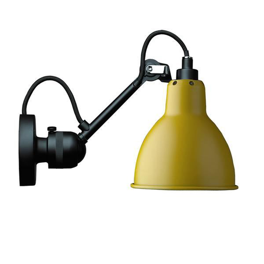 Lampe Gras N304 Vägglampa Matt Svart & Matt Gul Hardwired