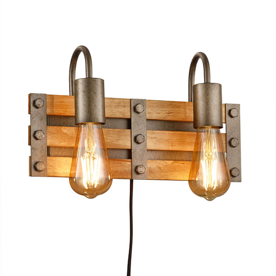 Vägglampa Khan, vintage, kabel + kontakt, 2 lampor