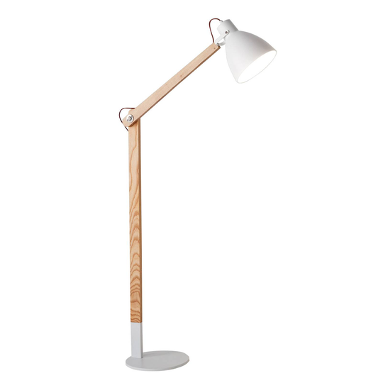 Golvlampa Sveva av trä, vit/ask