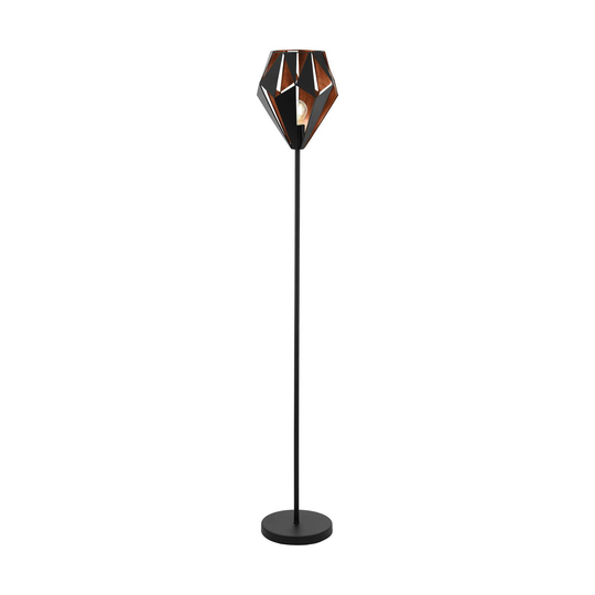 Golvlampa Carlton av stål, svart/koppar