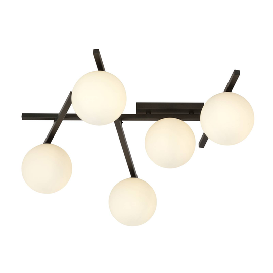 Taklampa Smart, svart/opal, 5 lampor
