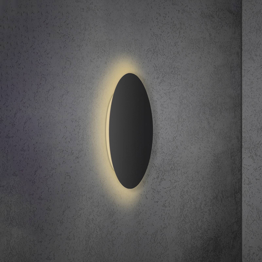 Escale Blade LED-vägglampa, matt svart, Ø 24 cm