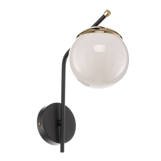 Vägglampa Carina, opalglas, svart/guld