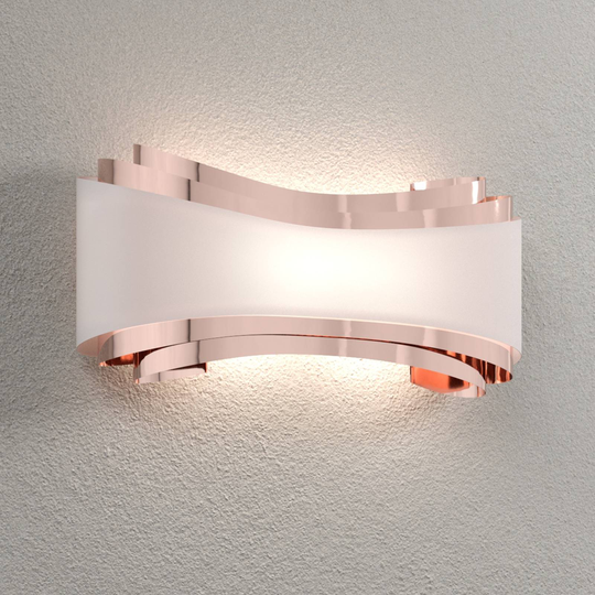 LED-vägglampa Ionica, koppar med glasbländare