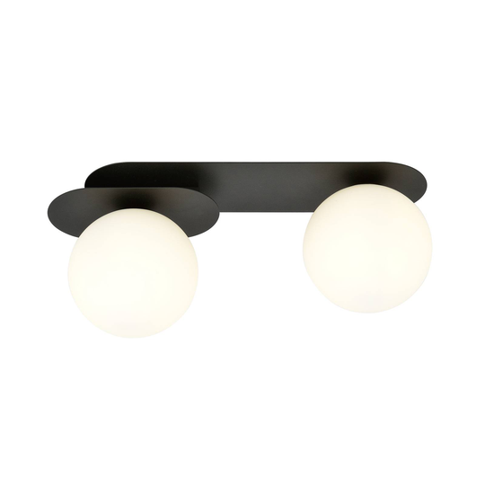 Taklampa Plaza, svart/opal, 2 lampor