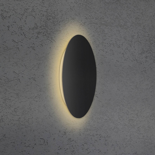 Escale Blade LED-vägglampa, matt svart, Ø 34 cm