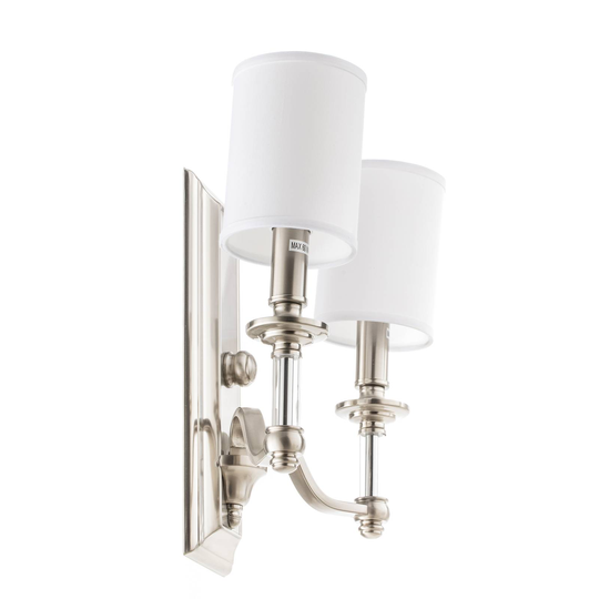 Vägglampa Sussex med 2 lampor, nickel borstat