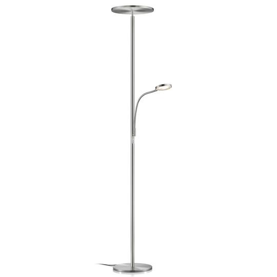 Dimbar LED-uplight-golvlampa Hades med LED-läsarm